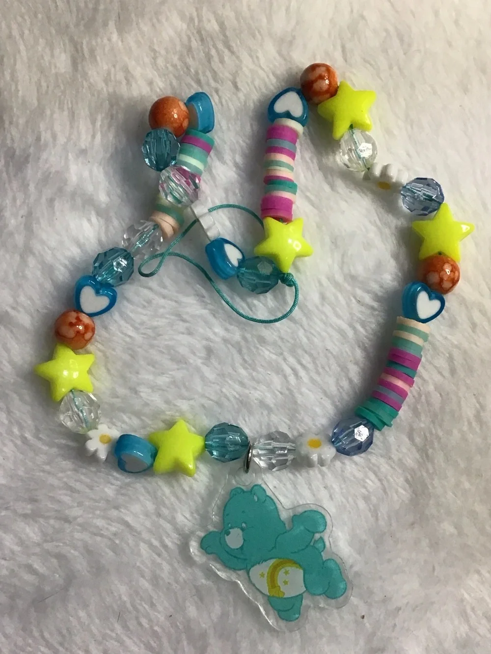 Kids Star & Heart Beaded Necklace - Yellow, Blue, Pink